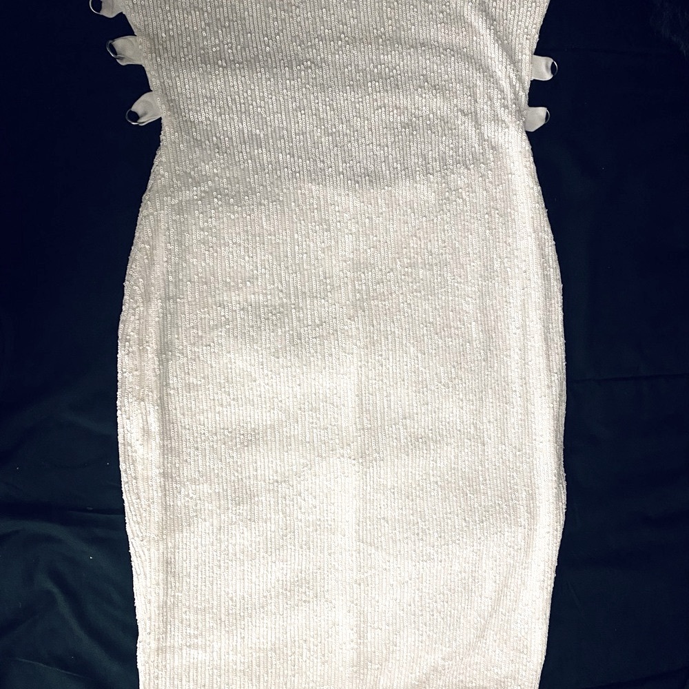 Ladies a White Sequins Dress XL - Picture 4 of 6